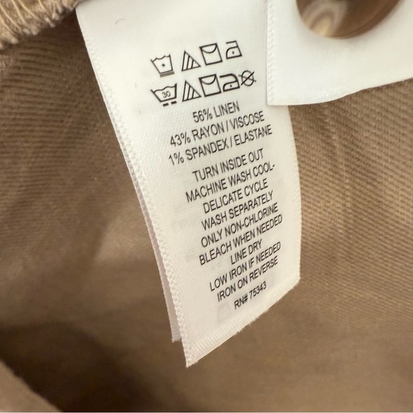 H Halston safari cargo belted linen blend tan jacket size large size  small - Picture 4 of 4